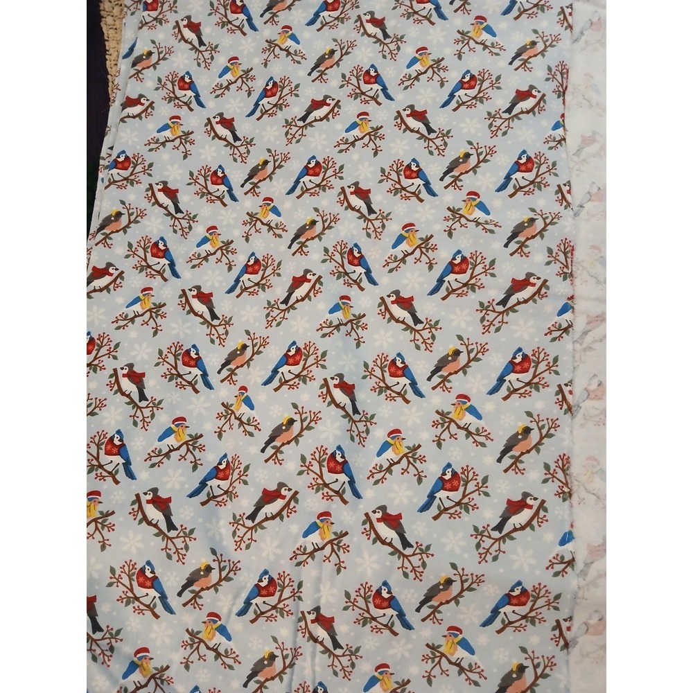 4 Yards 100% Cotton JoAnn's Flannel Christmas Birds Print Fabric - 1 PC or BTY